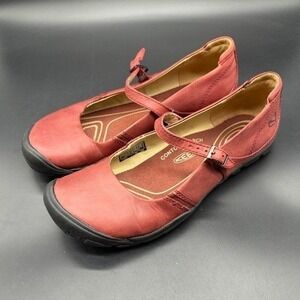 Keen Presidio II Mary Jane Red Leather Comfort Flats Adjustable Strap Womens 9